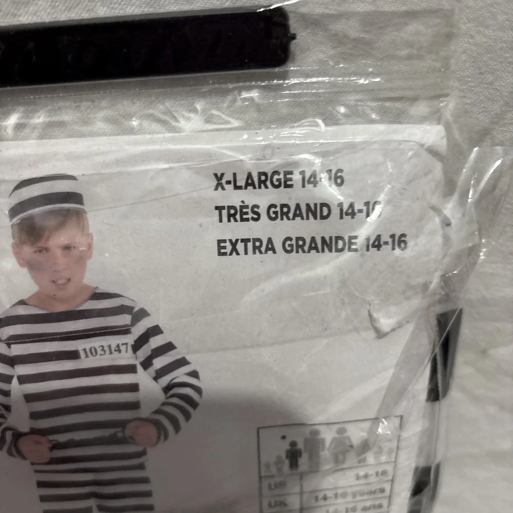 boys NEW NIP MISCHIEF MAKER CONVICT HALLOWEEN COSTUME XL HAT PANTS TOP